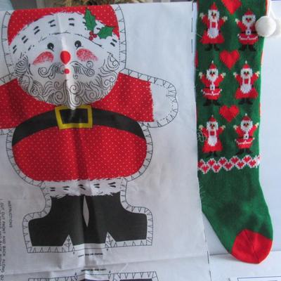 Lot 281: Older Santa Fabric Pillow Pattern to Sew and Christmas Stocking