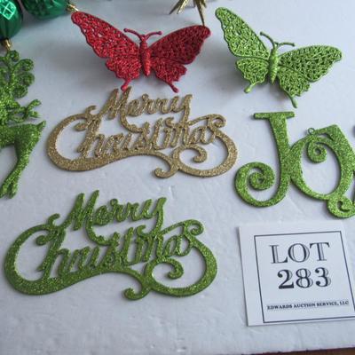 Lot of Modern Glittered Plastic Christmas Ornaments