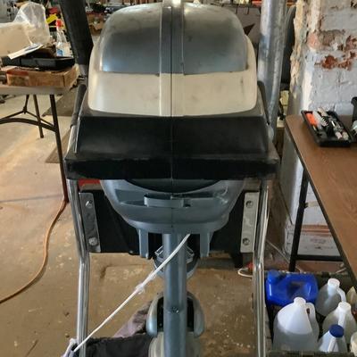 W1312 Vintage Evinrude Outboard Motor on Rolling Stand with Cover