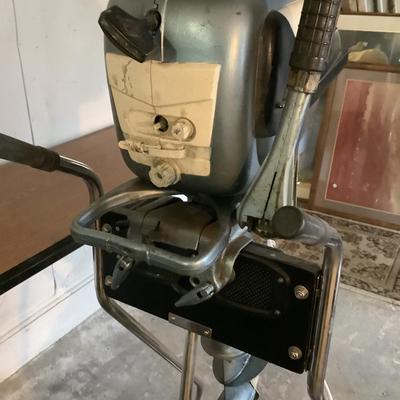 W1312 Vintage Evinrude Outboard Motor on Rolling Stand with Cover