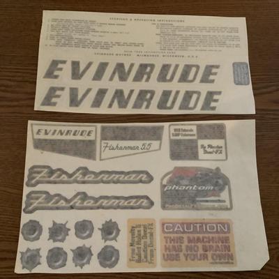 W1312 Vintage Evinrude Outboard Motor on Rolling Stand with Cover