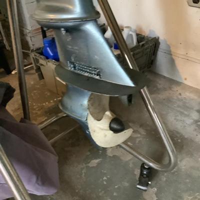 W1312 Vintage Evinrude Outboard Motor on Rolling Stand with Cover