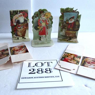 3 Santa 3-D Fold Down Cards and 2 Small Santa Fold Up Boxes