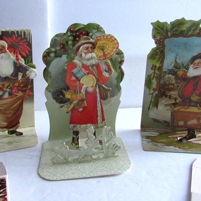 3 Santa 3-D Fold Down Cards and 2 Small Santa Fold Up Boxes