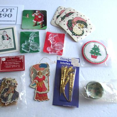 Lot of Misc Christmas Ornaments and Coasters, Some Unused