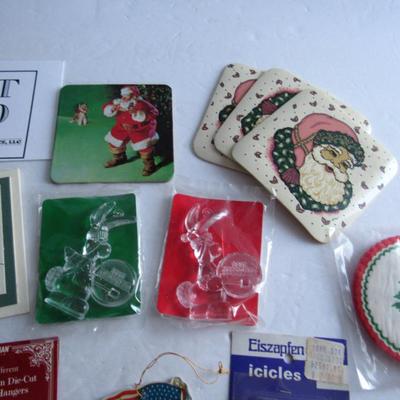 Lot of Misc Christmas Ornaments and Coasters, Some Unused