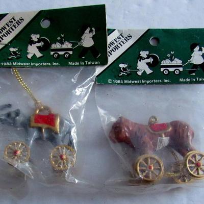 4 Nice Unused Painted Metal Circus Animal Christmas Ornaments
