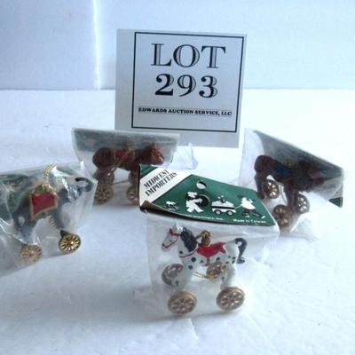 4 Nice Unused Painted Metal Circus Animal Christmas Ornaments