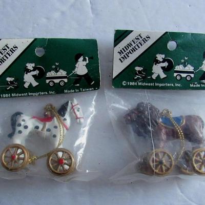 4 Nice Unused Painted Metal Circus Animal Christmas Ornaments