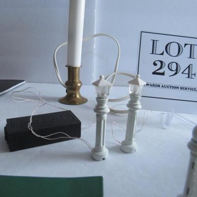 Dept 56 Electric Lights, Metal Fence Pieces, Twig Fence and Light