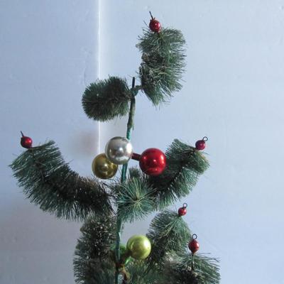 Old Christmas Tree in Wood Base, Needs TLC