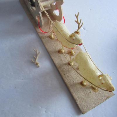 Vintage Santa In Sleigh With Deer, TLC