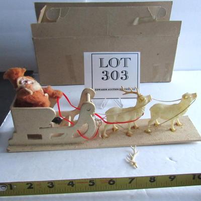Vintage Santa In Sleigh With Deer, TLC