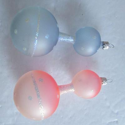 3 Very Nice Contemporary Blown Glass Baby Theme Christmas Ornaments