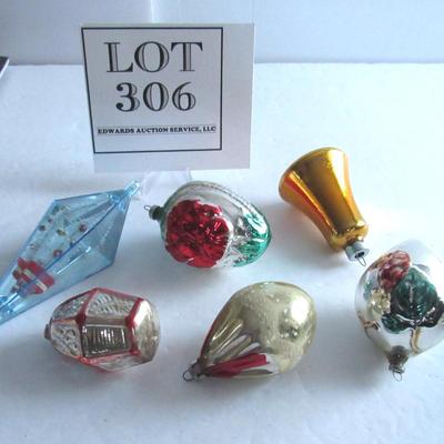 Lot of Old Blown Glass and Plastic Christmas Ornaments
