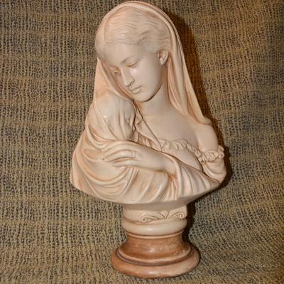 Vintage MARWAL 15â€ Madona &amp; Child Chalkware Bust 15.5â€