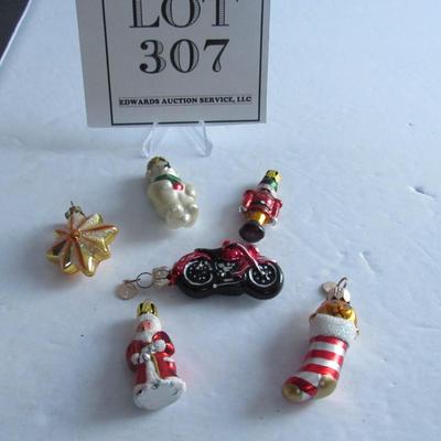 Lot of Miniature Glass Figural Christmas Ornaments