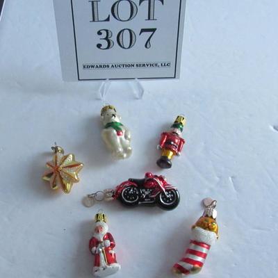 Lot of Miniature Glass Figural Christmas Ornaments