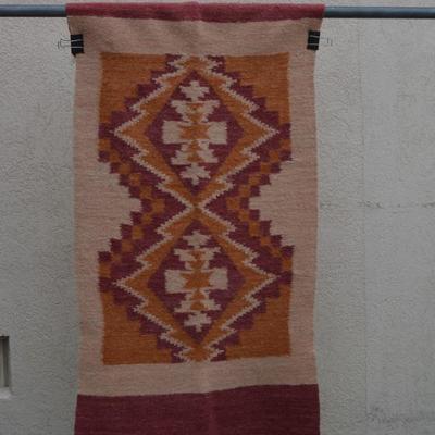 Stunning Vintage Navajo Wool Rug 4'8"x2'4"