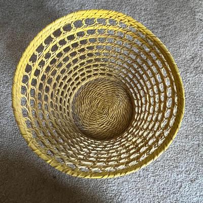 Vintage Woven Wood Waste Basket