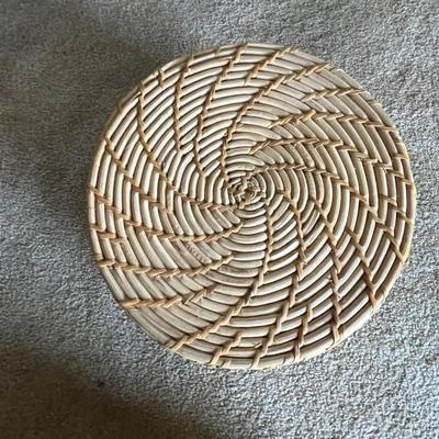 Vintage Woven Wood Waste Basket