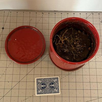 Red Crate & Barrel Pot w/Saucer