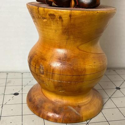 Wooden Candle Holder and Ribbon Wax Candle