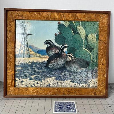 Framed Cactus Quail Print by Bob Widmeier