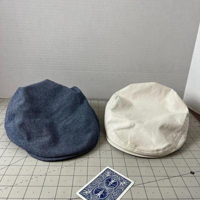 Blue and White Newsboy Hats