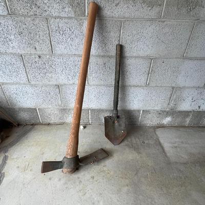 Vintage Pick Axe and Foldable Shovel