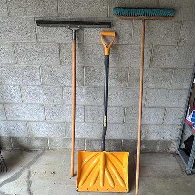 Push Broom, Snow Shovel, and Floor Squeegee