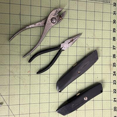 Utility Knife, Screwdriver, and Pliars