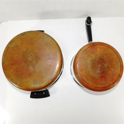 22A Large Lot of Revere Ware- Lot of 8 with Lids - Sauce Pans/ Skillets- All Copper Bottom Except 1