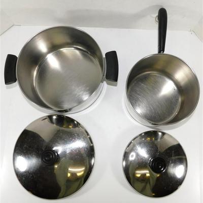 22A Large Lot of Revere Ware- Lot of 8 with Lids - Sauce Pans/ Skillets- All Copper Bottom Except 1