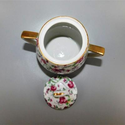 23 Made in Japan Pink Floral AND Gold Cream and Sugar 4 x3 1/2