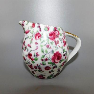 23 Made in Japan Pink Floral AND Gold Cream and Sugar 4 x3 1/2