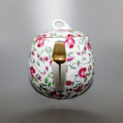 23 Made in Japan Pink Floral AND Gold Cream and Sugar 4 x3 1/2