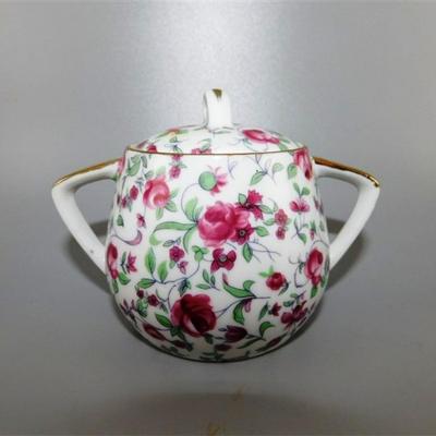 23 Made in Japan Pink Floral AND Gold Cream and Sugar 4 x3 1/2