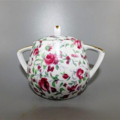 23 Made in Japan Pink Floral AND Gold Cream and Sugar 4 x3 1/2