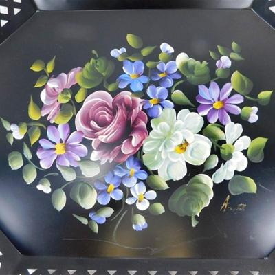 27 Nashco Products Hand Painted Metal Tray. Does have Tabs Glued to back for Hanging 20 x 15