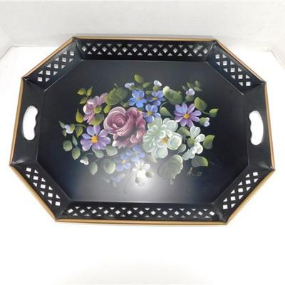 27 Nashco Products Hand Painted Metal Tray. Does have Tabs Glued to back for Hanging 20 x 15