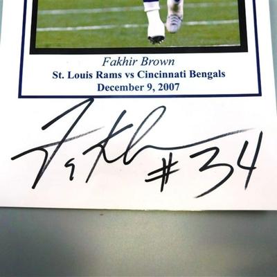 32 Player of the Week Fakahir Brown #34 St. Louis Rams vs Cincinnati Bengals December 9, 2007 Autographed Picture