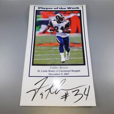 32 Player of the Week Fakahir Brown #34 St. Louis Rams vs Cincinnati Bengals December 9, 2007 Autographed Picture