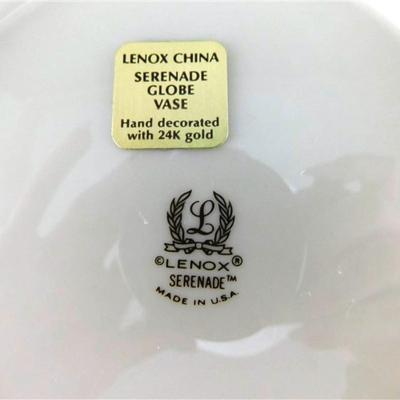 36 Discontinued Lenox Serenade Globe Vase Hand Decorated with 24k Gold 7in x 7 1/2