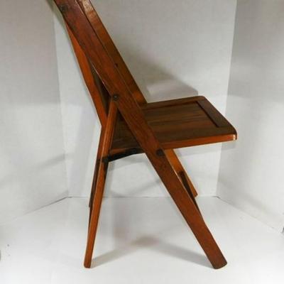 37 Vintage Slat Wooden Folding Chair 33 x 16