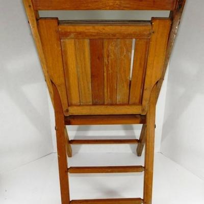 37 Vintage Slat Wooden Folding Chair 33 x 16