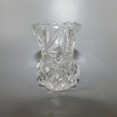 42 Lot of 4 Crystal Pieces ~ Vases & Toothpick Holders 2 1/2-7