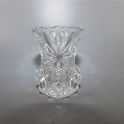 42 Lot of 4 Crystal Pieces ~ Vases & Toothpick Holders 2 1/2-7