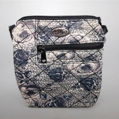 52A Donna Sharp 'Becki' Rose Pattern Quilt Crossbody Adjustable Strap Purse 8 x 3x 7 1/2