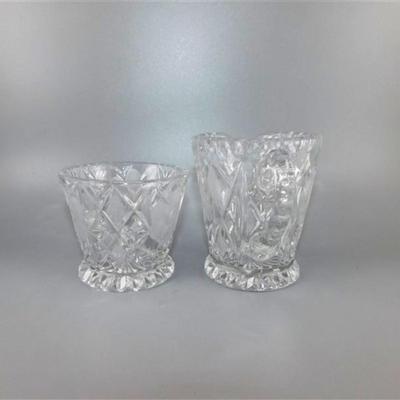54 Crystal Cream and Sugar with Tray Floral Design 8 x 4